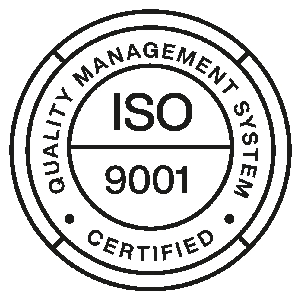 ISO 9001 seal — Quality Management System Certified