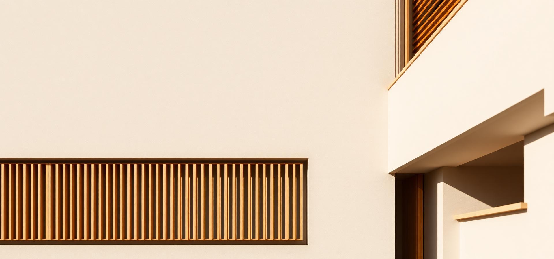 Architectural facade with wood brise-soleil louvers